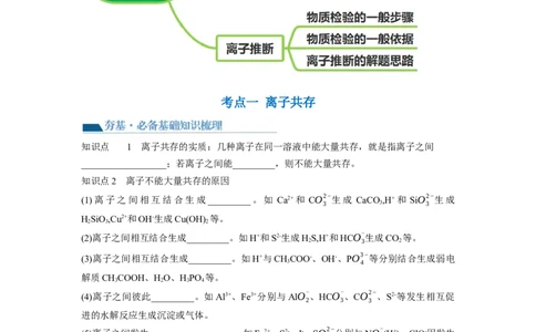 第06讲离子共存、离子的检验与推断（讲义）（原卷版）_05高考化学_新高考复习资料_2024年新高考资料_一轮复习资料_完2024年高考化学一轮复习讲练测(课件+讲义+练习)（新高考）