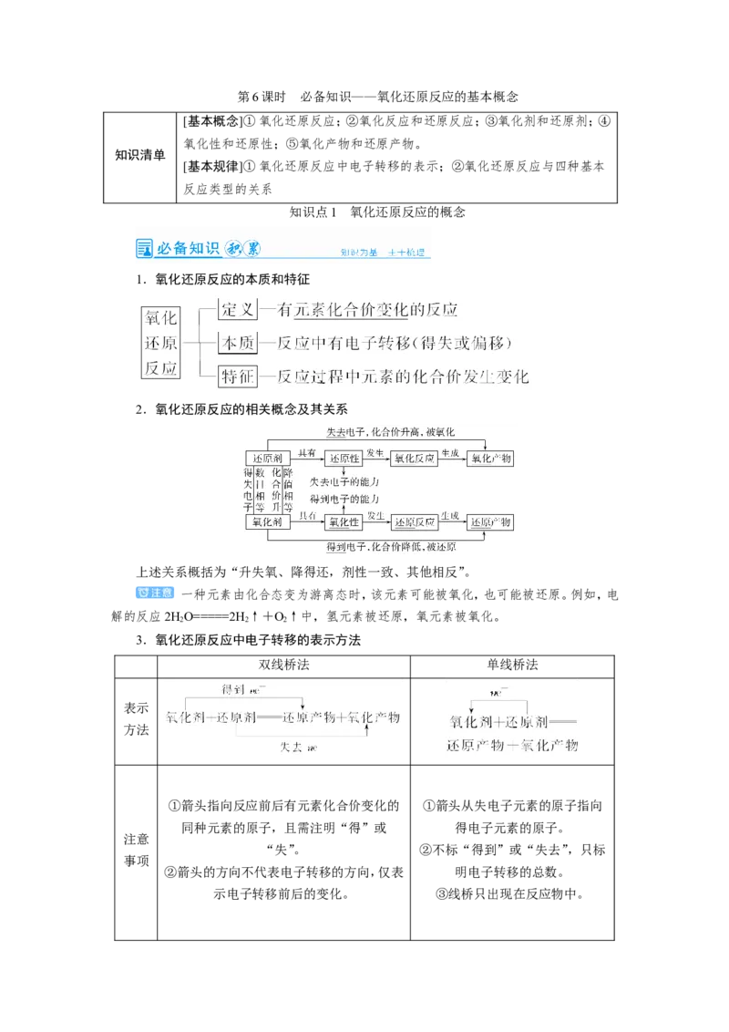 第6讲氧化还原反应的基本概念（教案）_05高考化学_新高考复习资料_2022年新高考资料_2022届一轮复习讲练结合_第二章化学物质及其变化_第6讲氧化还原反应的基本概念
