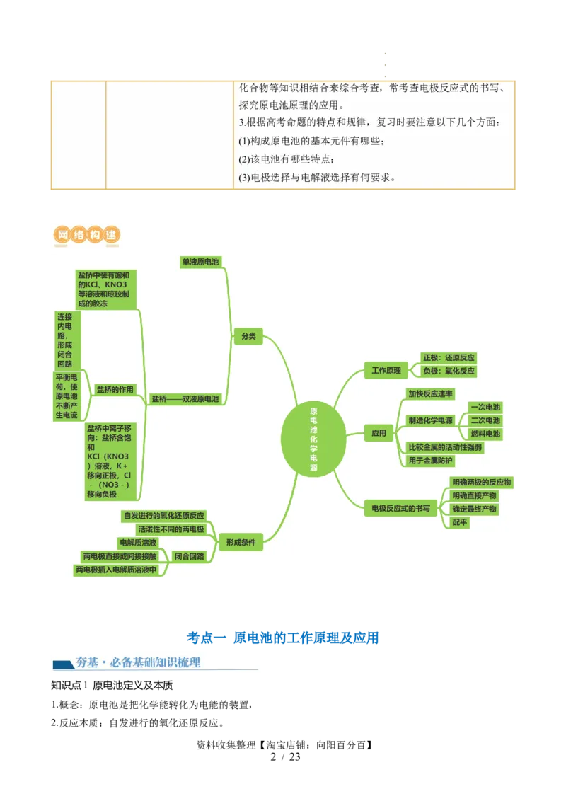 第22讲原电池化学电源（讲义）（解析版）_05高考化学_新高考复习资料_2024年新高考资料_一轮复习资料_完2024年高考化学一轮复习讲练测(课件+讲义+练习)（新高考）_讲义+练习