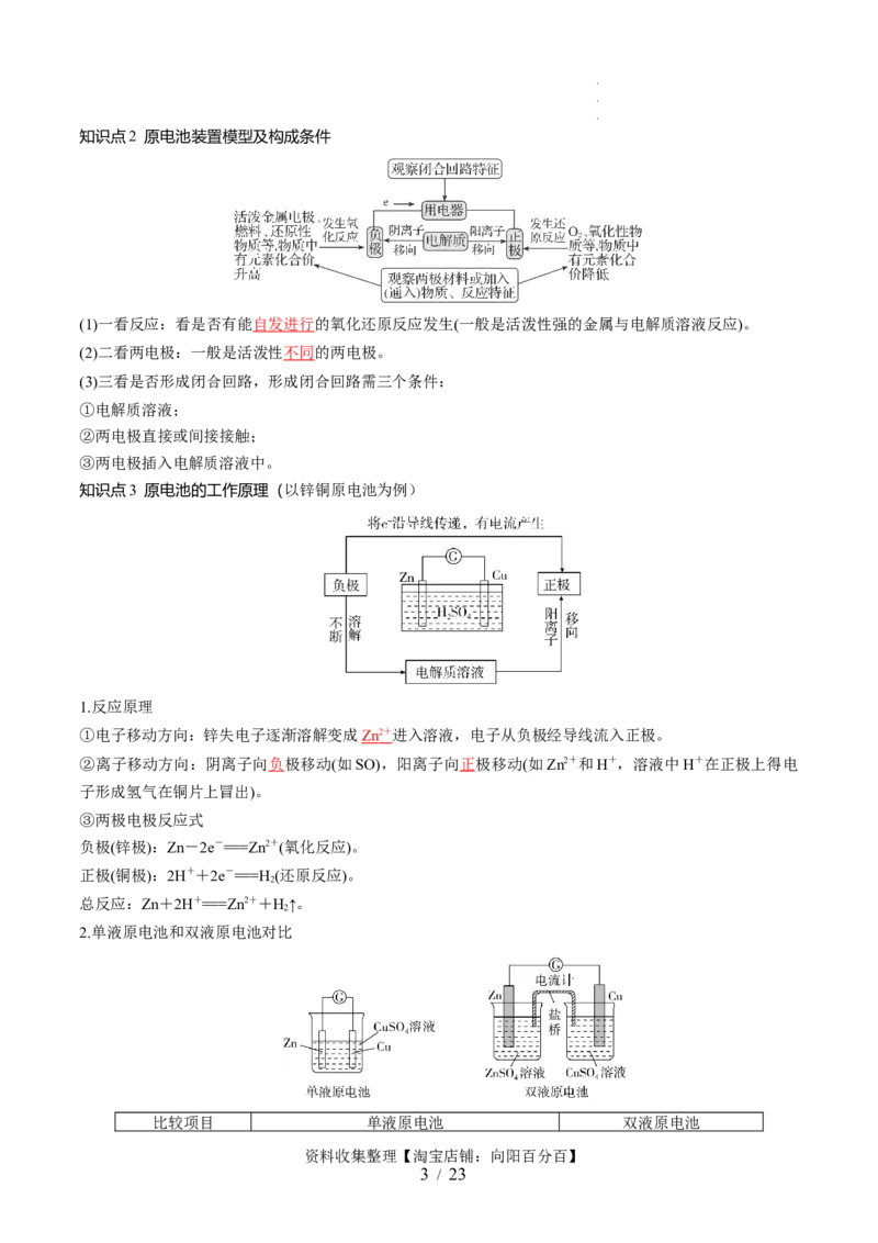 第22讲原电池化学电源（讲义）（解析版）_05高考化学_新高考复习资料_2024年新高考资料_一轮复习资料_完2024年高考化学一轮复习讲练测(课件+讲义+练习)（新高考）_讲义+练习