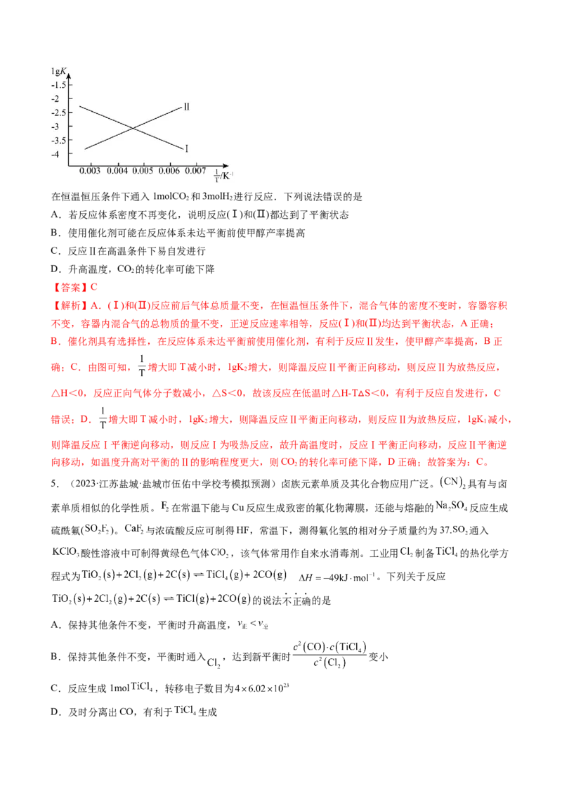 第25讲化学反应平衡（练习）（解析版）_05高考化学_2024年新高考资料_1.2024一轮复习_2024年高考化学一轮复习讲练测（新教材新高考）_第25讲化学反应平衡（练习）