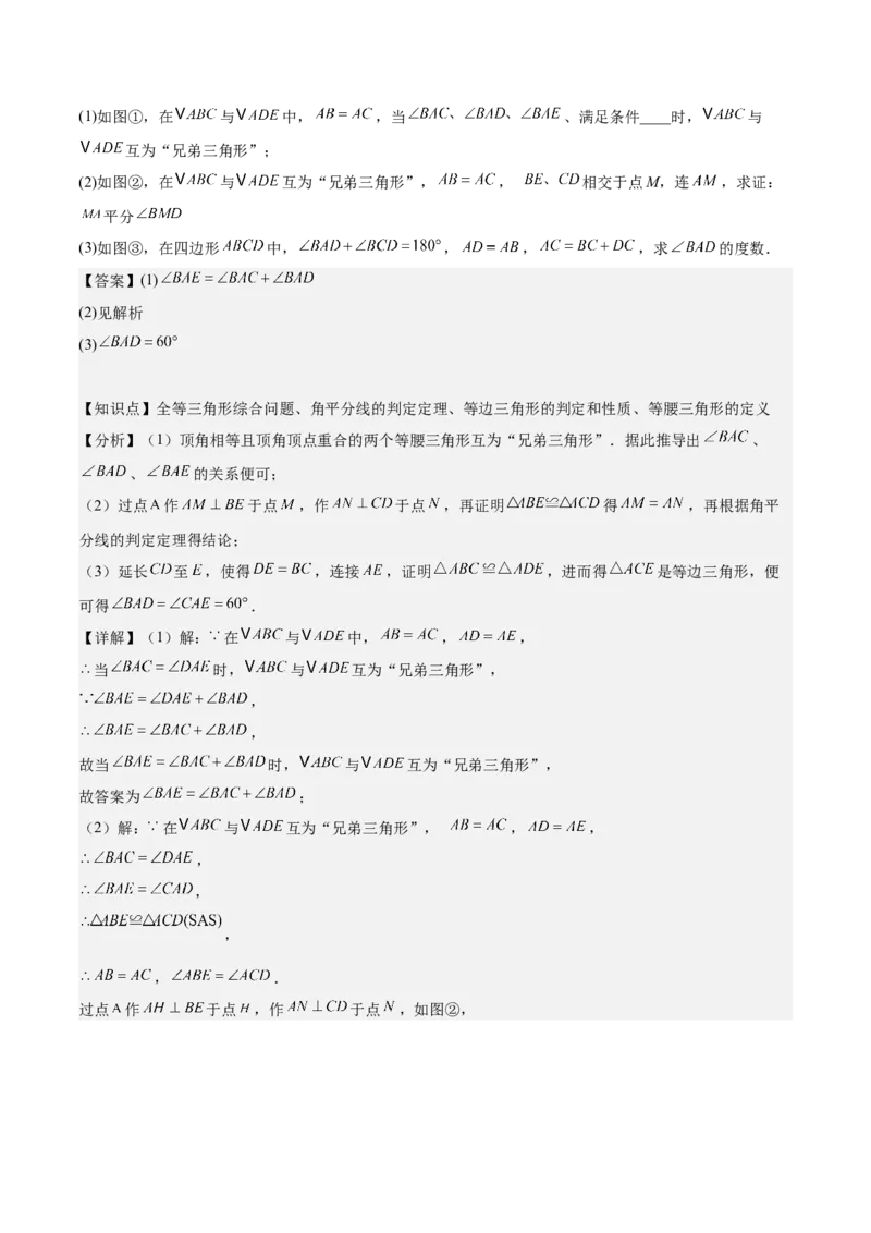 第十三章轴对称压轴训练（构造等腰三角形、手拉手模型9类压轴）（教师版）_初中数学_八年级数学上册（人教版）_知识点汇总-U105_2025版