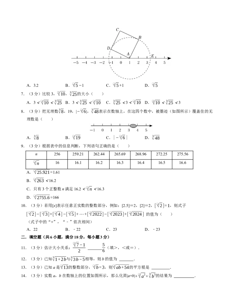 第八章实数章末培优测试卷（必考点分类集训）（人教版2024）（学生版）_初中数学_七年级数学下册（人教版）_考点分类必刷题-U181