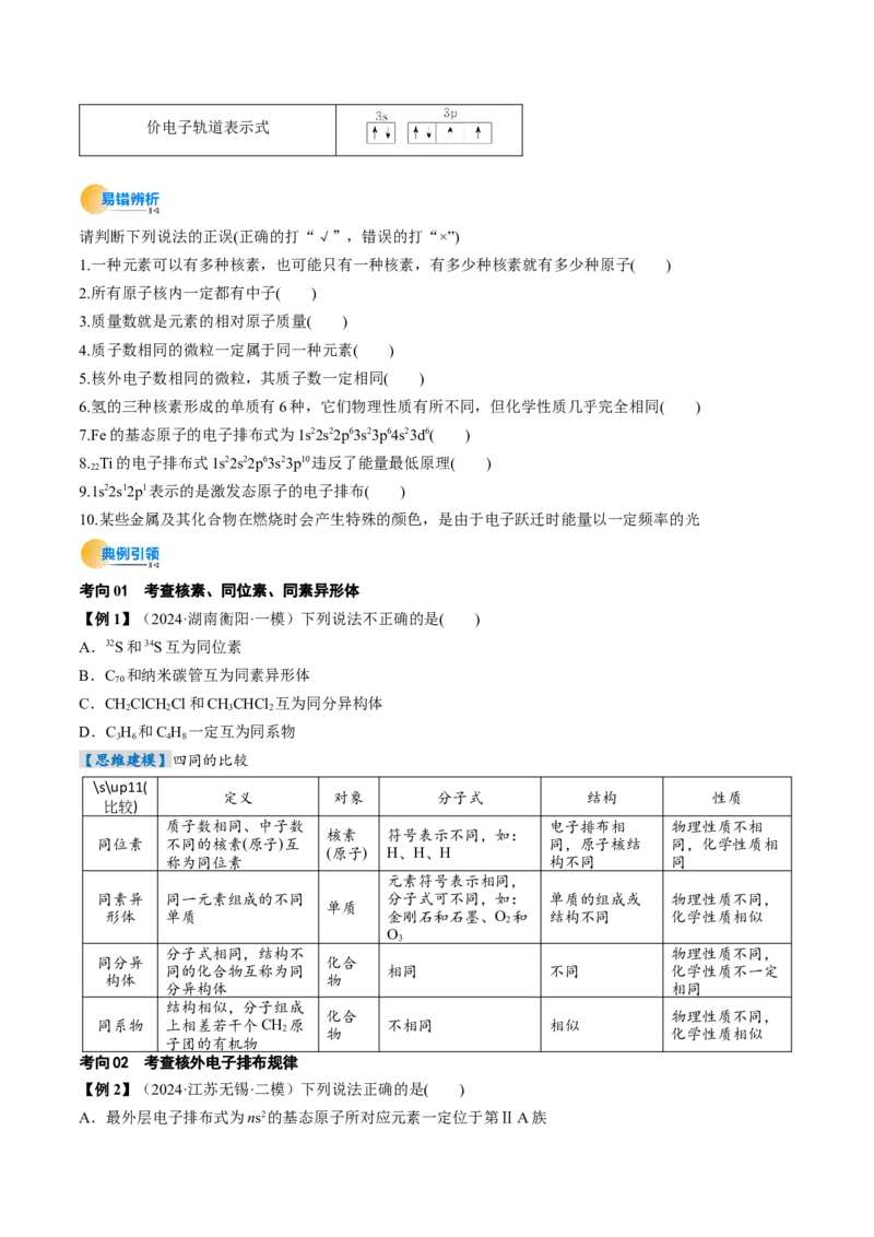 考点18原子结构与性质（核心考点精讲精练）-备战2025年高考化学一轮复习考点帮（新高考通用）（原卷版）_05高考化学_2025年新高考资料_一轮复习_备战2025年高考化学一轮复习考点帮