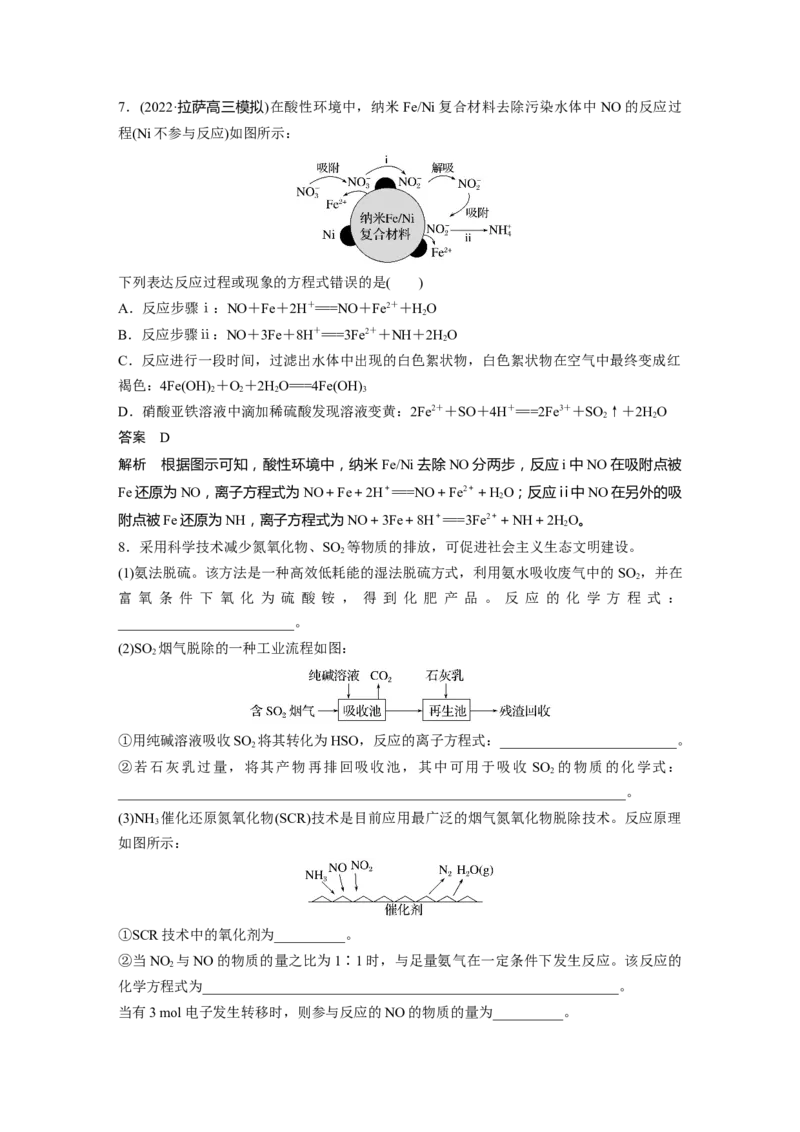 第4章专项特训2　非金属及其化合物对环境的影响---2023年高考化学一轮复习（新高考）_05高考化学_新高考复习资料_2023年新高考资料_一轮复习_2023年新高考大一轮复习讲义
