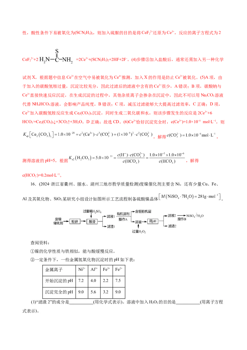 第05讲工业流程解题策略(练习)(解析版)_05高考化学_2025年新高考资料_一轮复习_2025年高考化学一轮复习讲练测（新教材新高考）_第八章水溶液中的离子反应与平衡