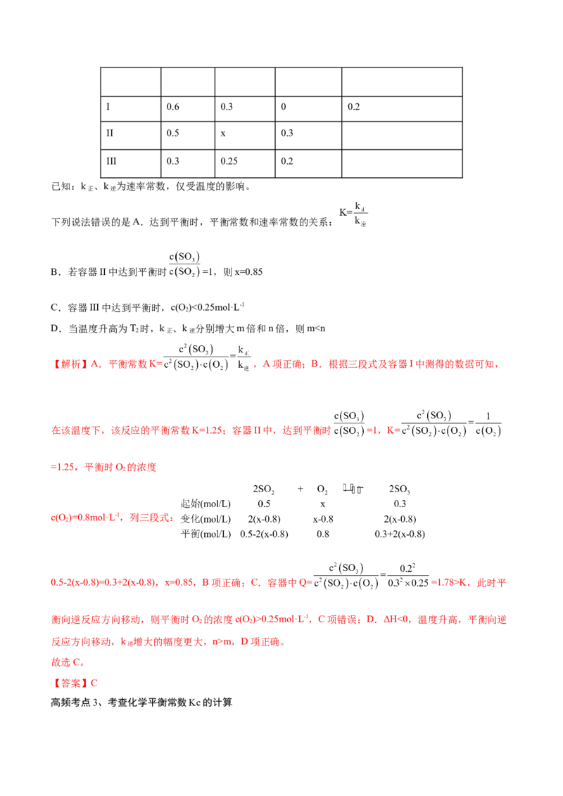 第22讲化学平衡常数及转化率的计算（讲）-2023年高考化学一轮复习讲练测（全国通用）（解析版）_05高考化学_通用版（老高考）复习资料_2023年复习资料_一轮复习