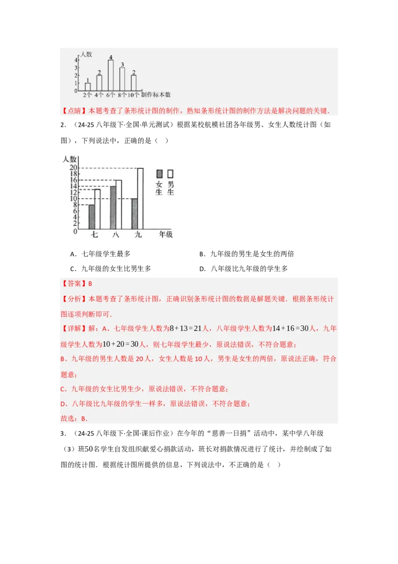 第十二章数据的收集、整理与描述（单元重难点题型归纳与训练）（解析版）_初中数学_七年级数学下册（人教版）_分层作业
