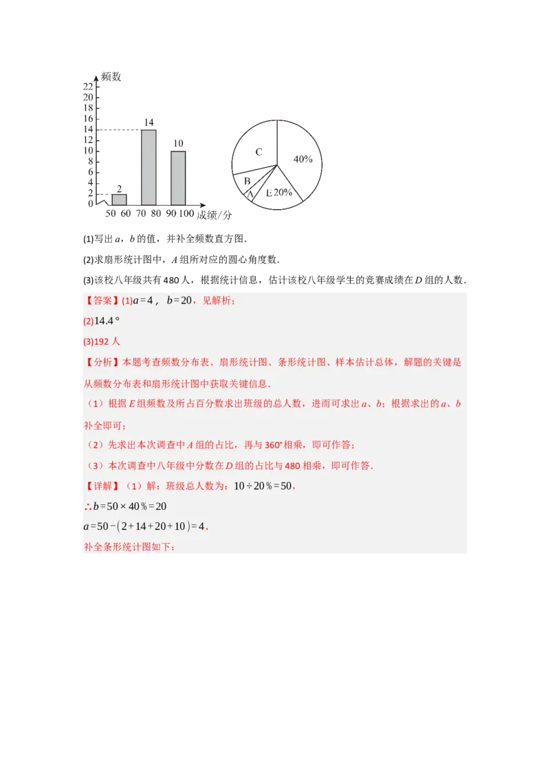 第十二章数据的收集、整理与描述（单元重难点题型归纳与训练）（解析版）_初中数学_七年级数学下册（人教版）_分层作业