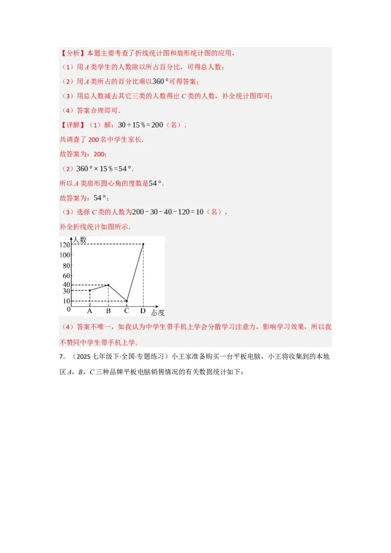 第十二章数据的收集、整理与描述（单元重难点题型归纳与训练）（解析版）_初中数学_七年级数学下册（人教版）_分层作业