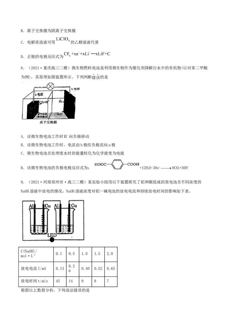 第18讲原电池　化学电源（精练）-2022年一轮复习讲练测（原卷版）_05高考化学_新高考复习资料_2022年新高考资料_2022年高考化学一轮复习讲练测