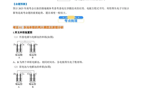 考点24电化学原理的综合应用（核心考点精讲精练）-备战2025年高考化学一轮复习考点帮（新高考通用）（解析版）_05高考化学_2025年新高考资料_一轮复习