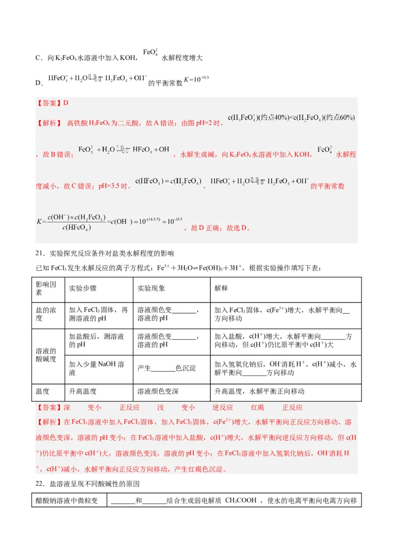 第23讲盐类水解（练）-2024年高考化学大一轮复习精讲精练+专题讲座（解析版）_05高考化学_2024年新高考资料_1.2024一轮复习_2024年高考化学大一轮复习精讲精练+专题讲座