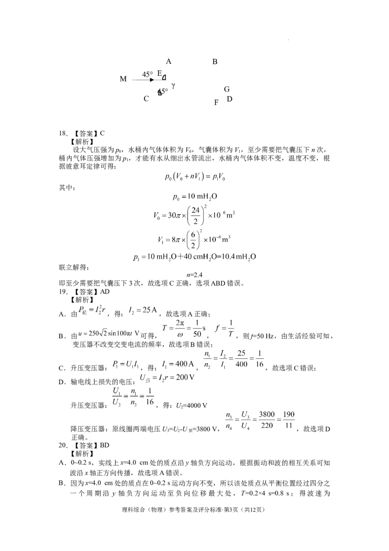 红河州2023届高三第二次州统测试卷丨物理答案公众号：一枚试卷君_05高考化学_高考模拟题_新高考_云南省红河州2023届高中生业生第二次复习统一检测理综