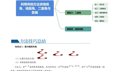 重难点突破02利用传统方法求线线角、线面角、二面角与距离（四大题型）（原卷版）_2.2025数学总复习_2024年新高考资料_1.2024一轮复习_2024年高考数学一轮复习讲练测（新教材新高考）