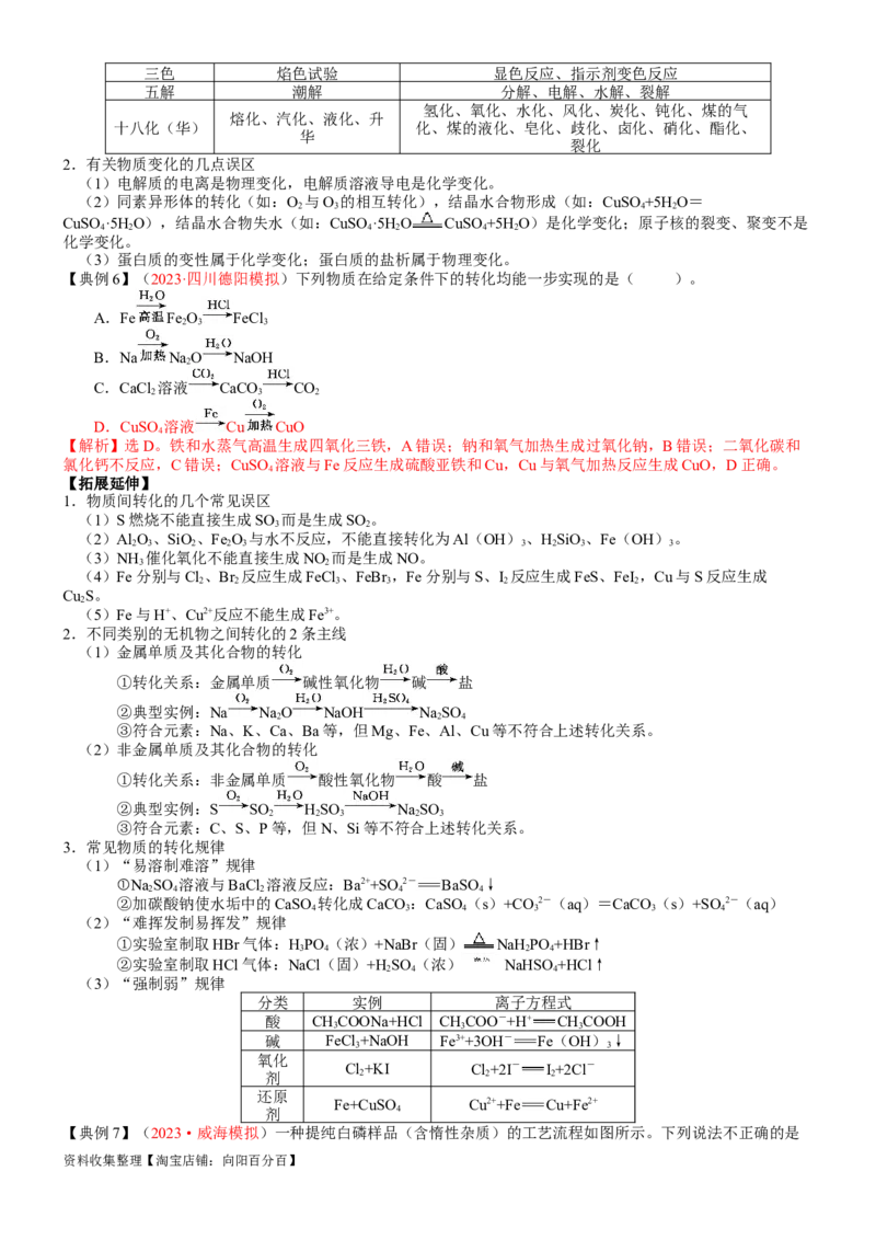 考点01物质的分类及转化（核心考点精讲精练）-备战2024年高考化学一轮复习考点帮（新高考专用）（教师版）_05高考化学_新高考复习资料_2024年新高考资料_一轮复习资料