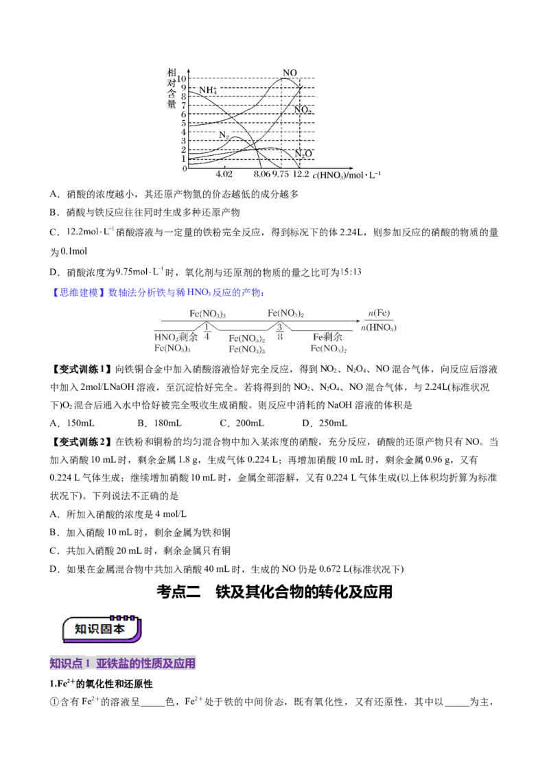第02讲铁及其重要化合物（讲义）（原卷版）_05高考化学_新高考复习资料_2025年新高考资料_上好课2025年高考化学一轮复习讲练测（新教材新高考）_第三章金属及其化合物