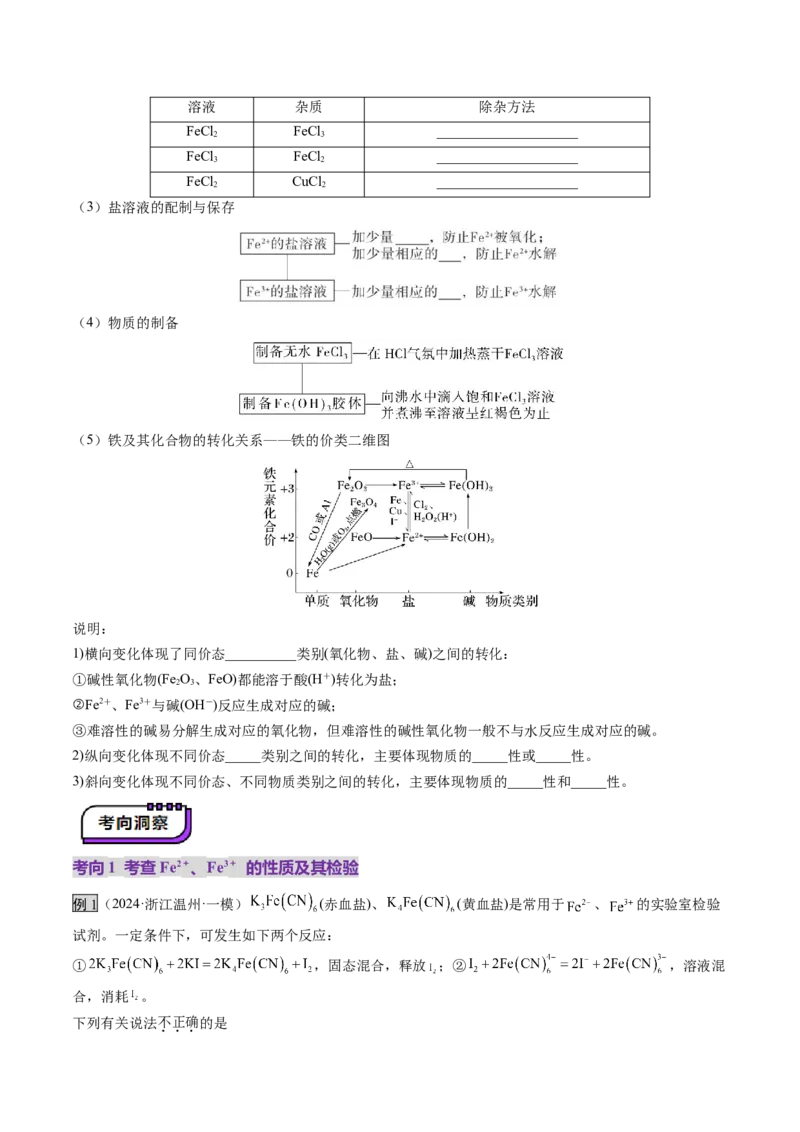 第02讲铁及其重要化合物（讲义）（原卷版）_05高考化学_新高考复习资料_2025年新高考资料_上好课2025年高考化学一轮复习讲练测（新教材新高考）_第三章金属及其化合物