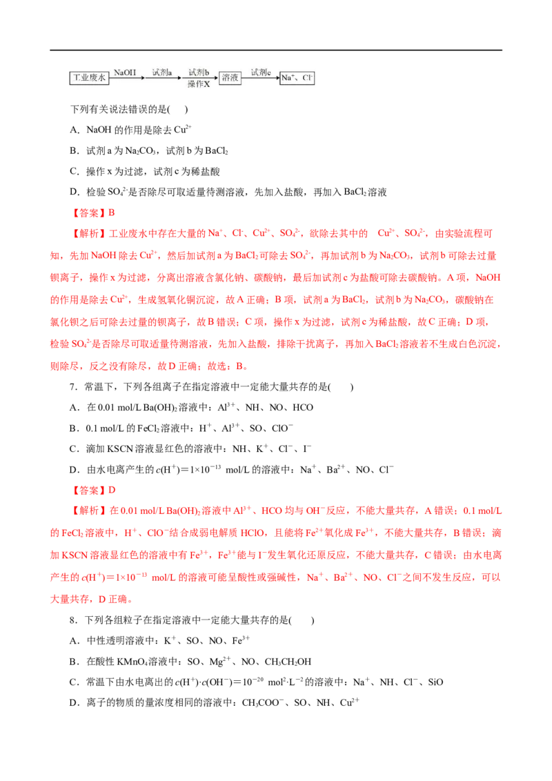 第02练离子反应-2023年高考化学一轮复习小题多维练（解析版）_05高考化学_通用版（老高考）复习资料_2023年复习资料_一轮复习_2023年高考化学一轮复习小题多维练（全国通用）