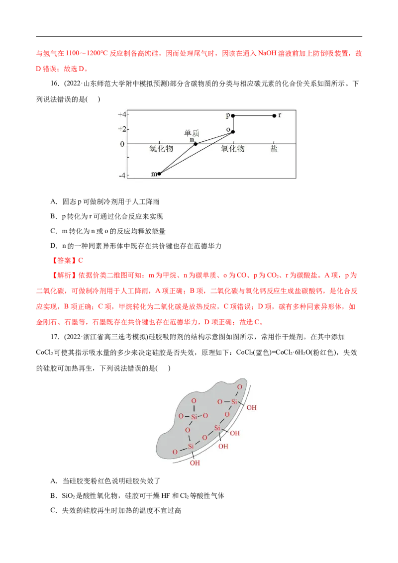 考点12硅及其无机非金属材料（解析版）_05高考化学_通用版（老高考）复习资料_2023年复习资料_一轮复习_备战2023年高考化学一轮复习考点帮（全国通用）