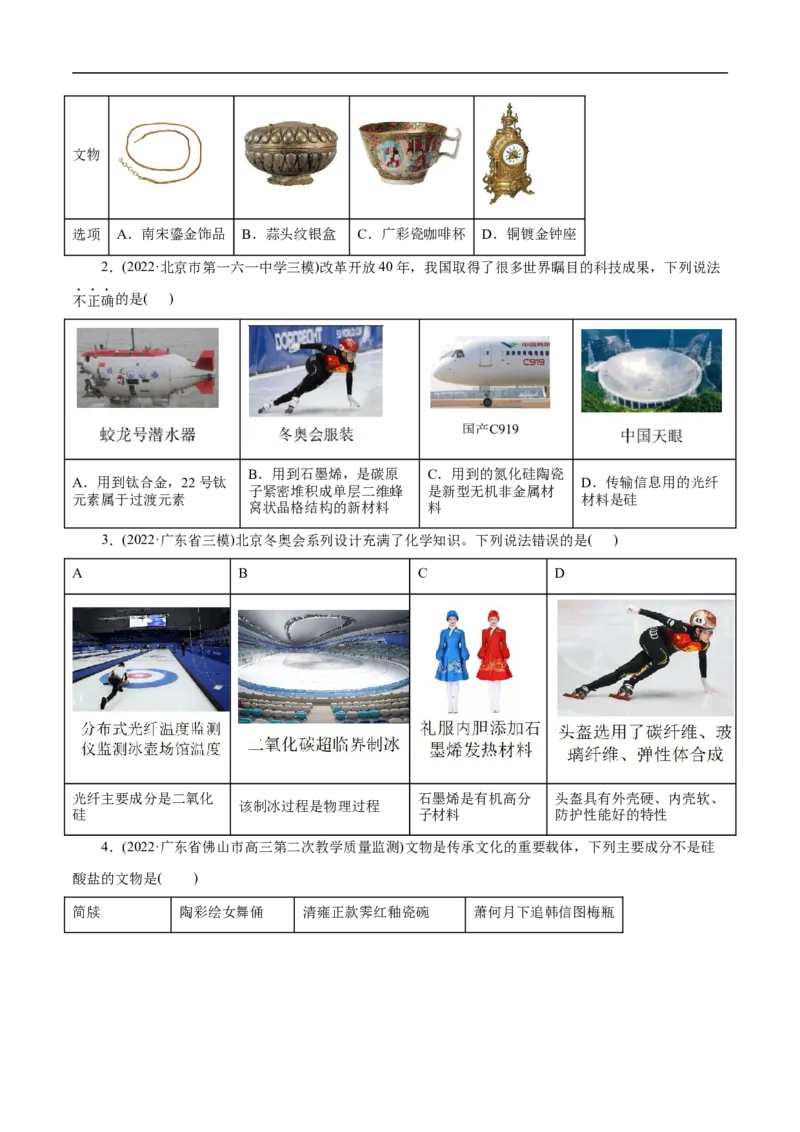 考点12硅及其无机非金属材料（原卷版）_05高考化学_通用版（老高考）复习资料_2023年复习资料_一轮复习_备战2023年高考化学一轮复习考点帮（全国通用）