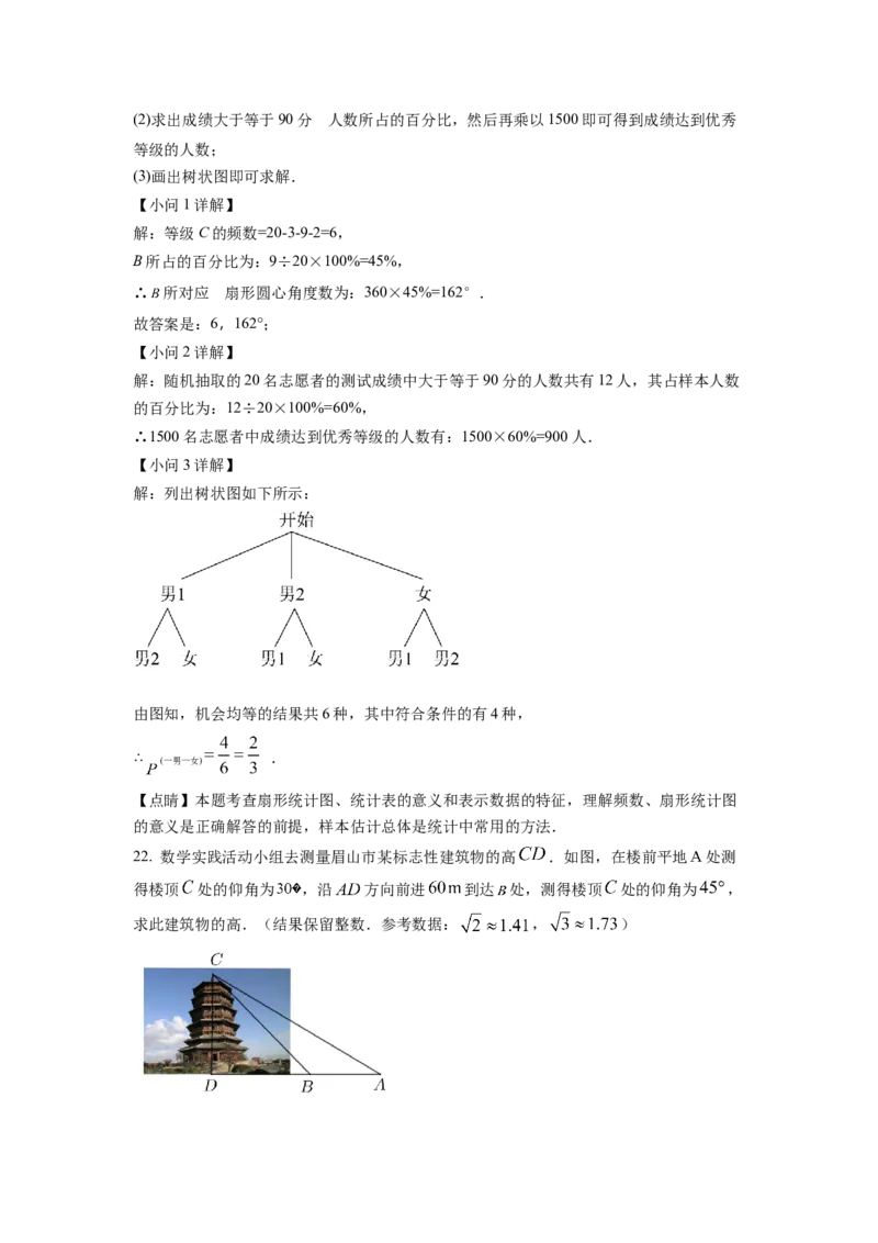 精品解析：2022年四川省眉山市中考数学真题（解析版）_初中数学_九年级数学下册（人教版）_全国各地数学中考真题_2022年全国中考数学真题145份