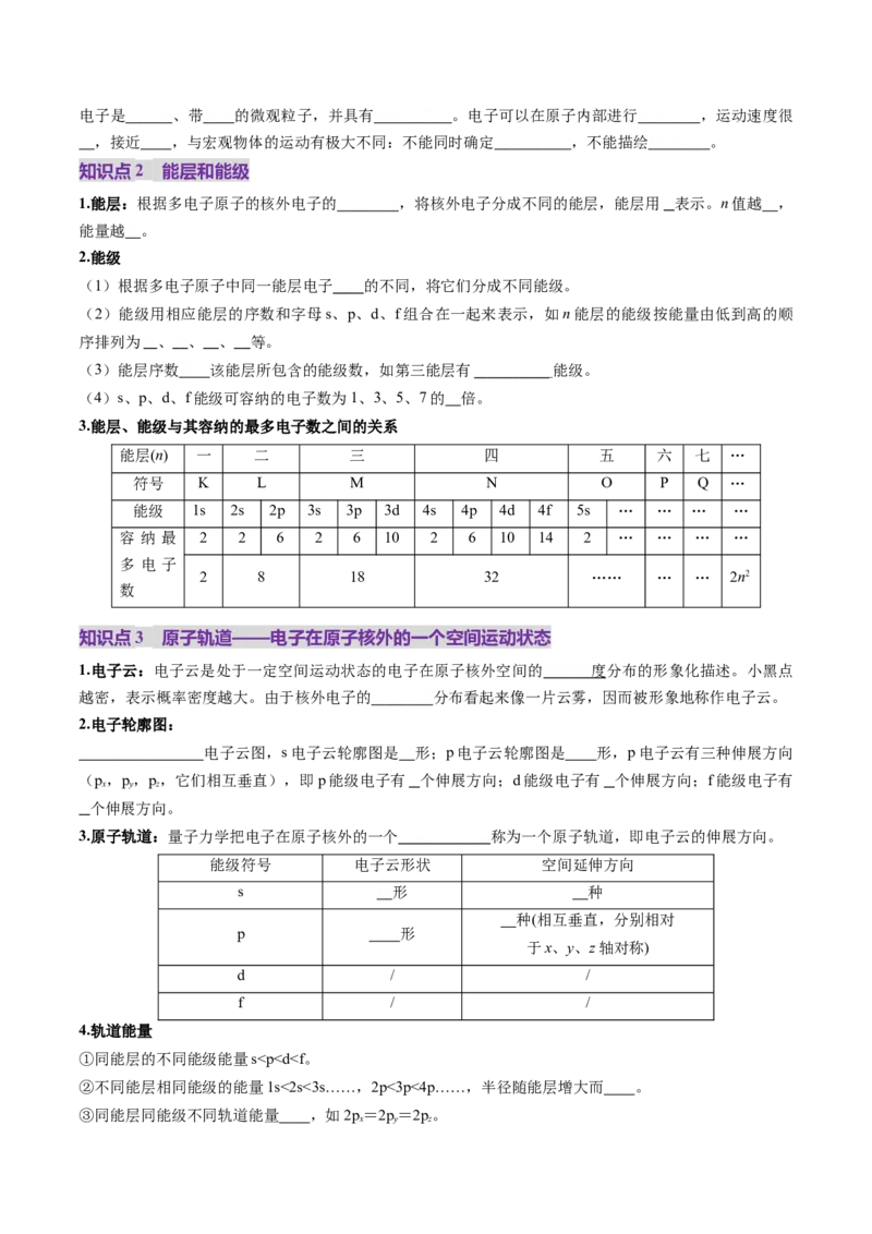 第02讲原子结构与性质（讲义）（原卷版）_05高考化学_2025年新高考资料_一轮复习_2025年高考化学一轮复习讲练测（新教材新高考）_第五章物质结构与性质元素周期律
