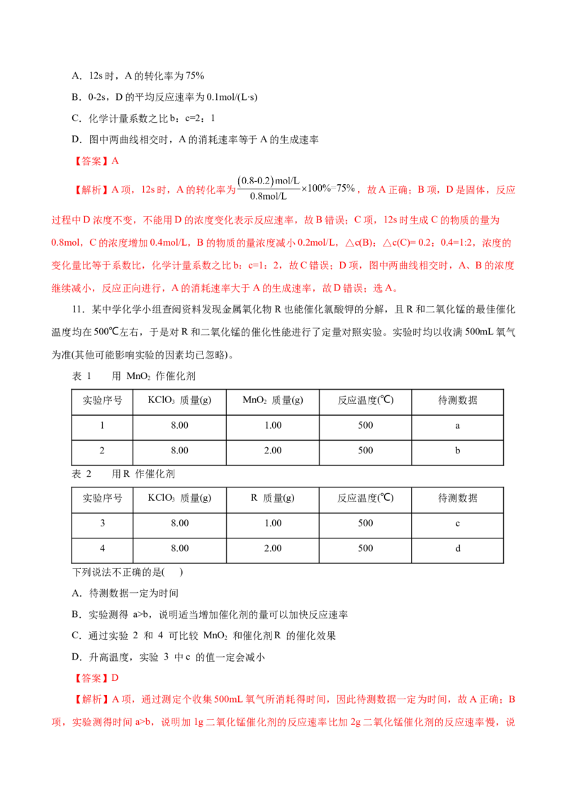 第16练化学反应的速率与限度-2023年高考化学一轮复习小题多维练（解析版）_05高考化学_新高考复习资料_2023年新高考资料_一轮复习_2023年新高考化学一轮复习小题多维练