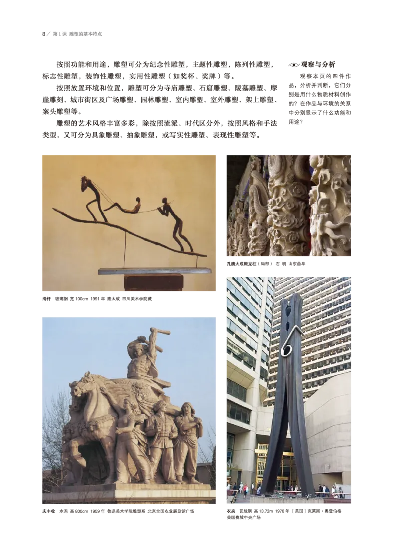 普通高中教科书&middot;美术选择性必修3雕塑(1)_高中全套电子教材及答案。_01高中电子教材全套_美术_鲁美版_高中年级_选择性必修3雕塑