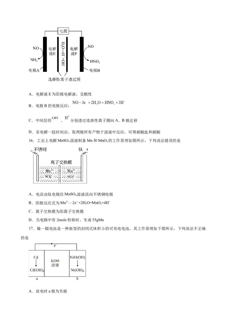 第17讲电解池金属的腐蚀与防护（练）-2024年高考化学大一轮复习精讲精练+专题讲座（原卷版）_05高考化学_2024年新高考资料_1.2024一轮复习