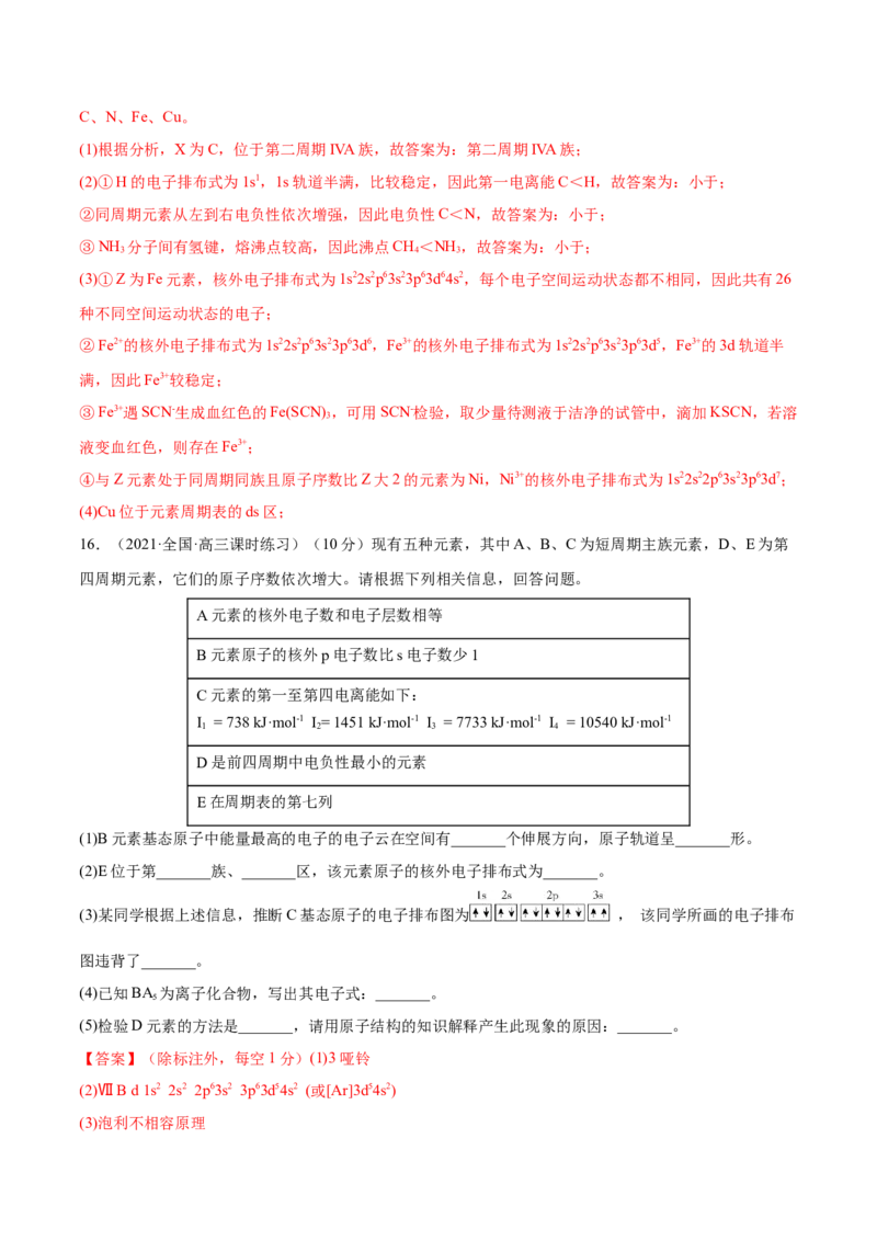 第36讲原子结构与性质（练）-2023年高考化学一轮复习讲练测（全国通用）（解析版）_05高考化学_通用版（老高考）复习资料_2023年复习资料_一轮复习