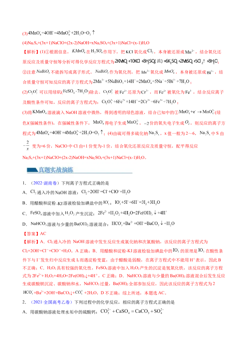 第05讲离子反应离子方程式（练习）（解析版）_05高考化学_2024年新高考资料_1.2024一轮复习_2024年高考化学一轮复习讲练测（新教材新高考）