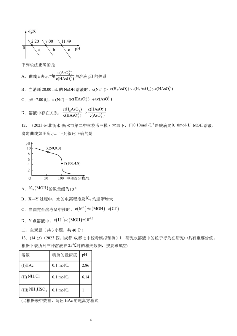 第28讲电离平衡（练习）（原卷版）_05高考化学_新高考复习资料_2024年新高考资料_一轮复习资料_完2024年高考化学一轮复习讲练测(课件+讲义+练习)（新高考）_讲义+练习