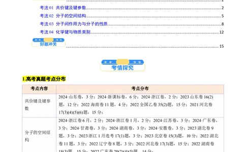 考点19分子结构与性质、化学键（核心考点精讲精练）-备战2025年高考化学一轮复习考点帮（新高考通用）（解析版）_05高考化学_2025年新高考资料_一轮复习