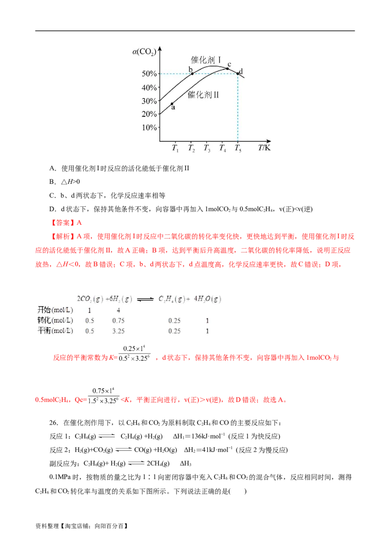 考点25化学反应速率与平衡图象(好题冲关)(解析版)_05高考化学_通用版（老高考）复习资料_2024年复习资料_完备战2024年高考化学一轮复习考点帮（全国通用）