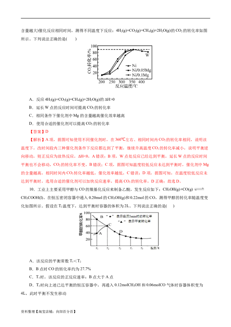 考点25化学反应速率与平衡图象(好题冲关)(解析版)_05高考化学_通用版（老高考）复习资料_2024年复习资料_完备战2024年高考化学一轮复习考点帮（全国通用）