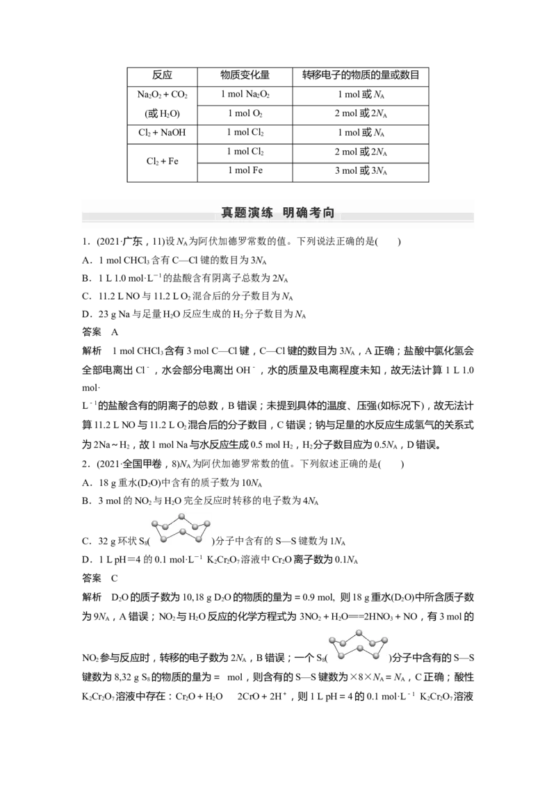 第2章第7讲　包罗万象的阿伏加德罗常数(NA)---2023年高考化学一轮复习（新高考）_05高考化学_新高考复习资料_2023年新高考资料_一轮复习_2023年新高考大一轮复习讲义