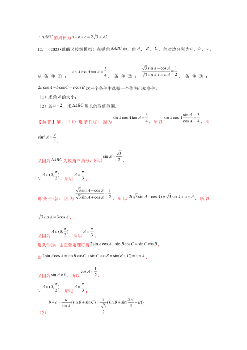 重难点突破03解三角形大题专项训练（解析版）（解析版）_2.2025数学总复习_2024年新高考资料_3.2024专项复习_第五章平面向量与复数