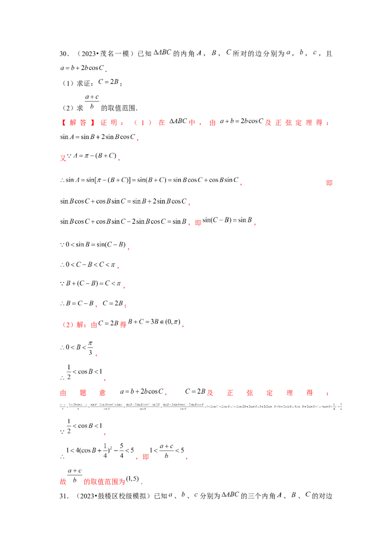 重难点突破03解三角形大题专项训练（解析版）（解析版）_2.2025数学总复习_2024年新高考资料_3.2024专项复习_第五章平面向量与复数