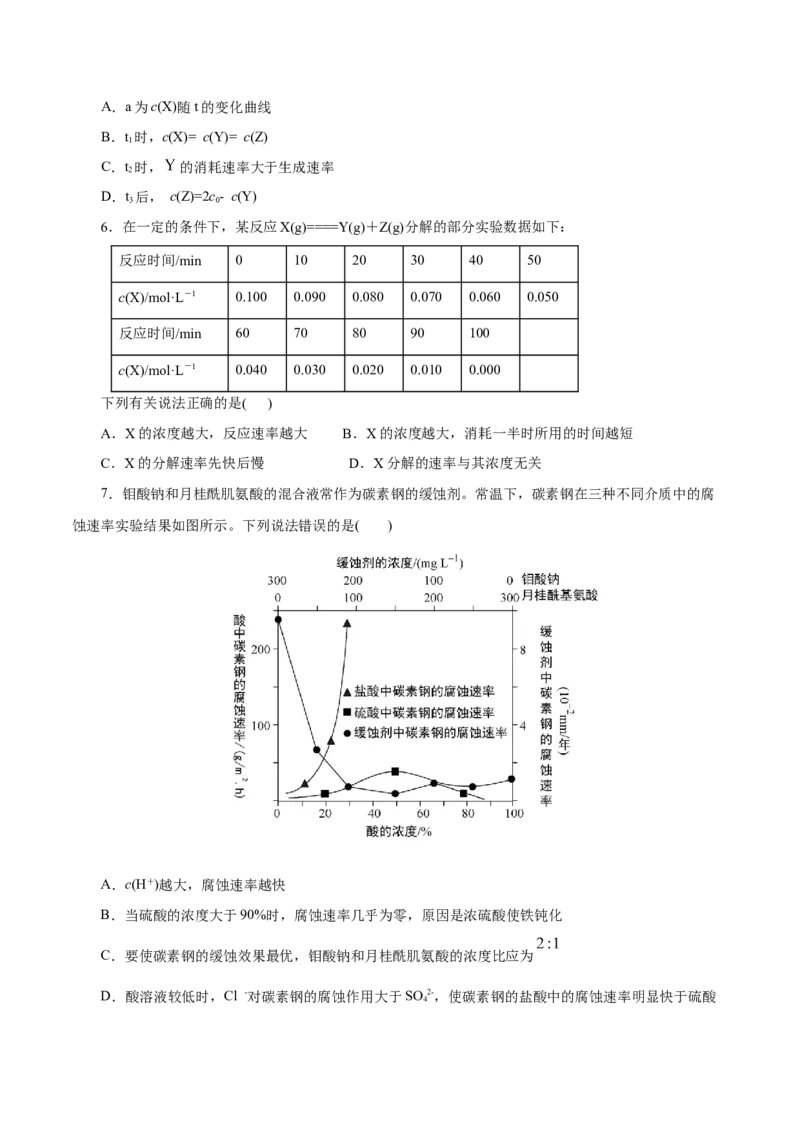 第26练化学反应速率-2023年高考化学一轮复习小题多维练（原卷版）_05高考化学_新高考复习资料_2023年新高考资料_一轮复习_2023年新高考化学一轮复习小题多维练