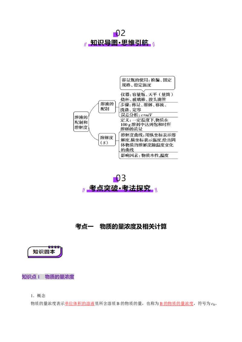 第02讲物质的量浓度(讲义)(解析版)_05高考化学_新高考复习资料_2025年新高考资料_上好课2025年高考化学一轮复习讲练测（新教材新高考）_第二章化学计量及其应用