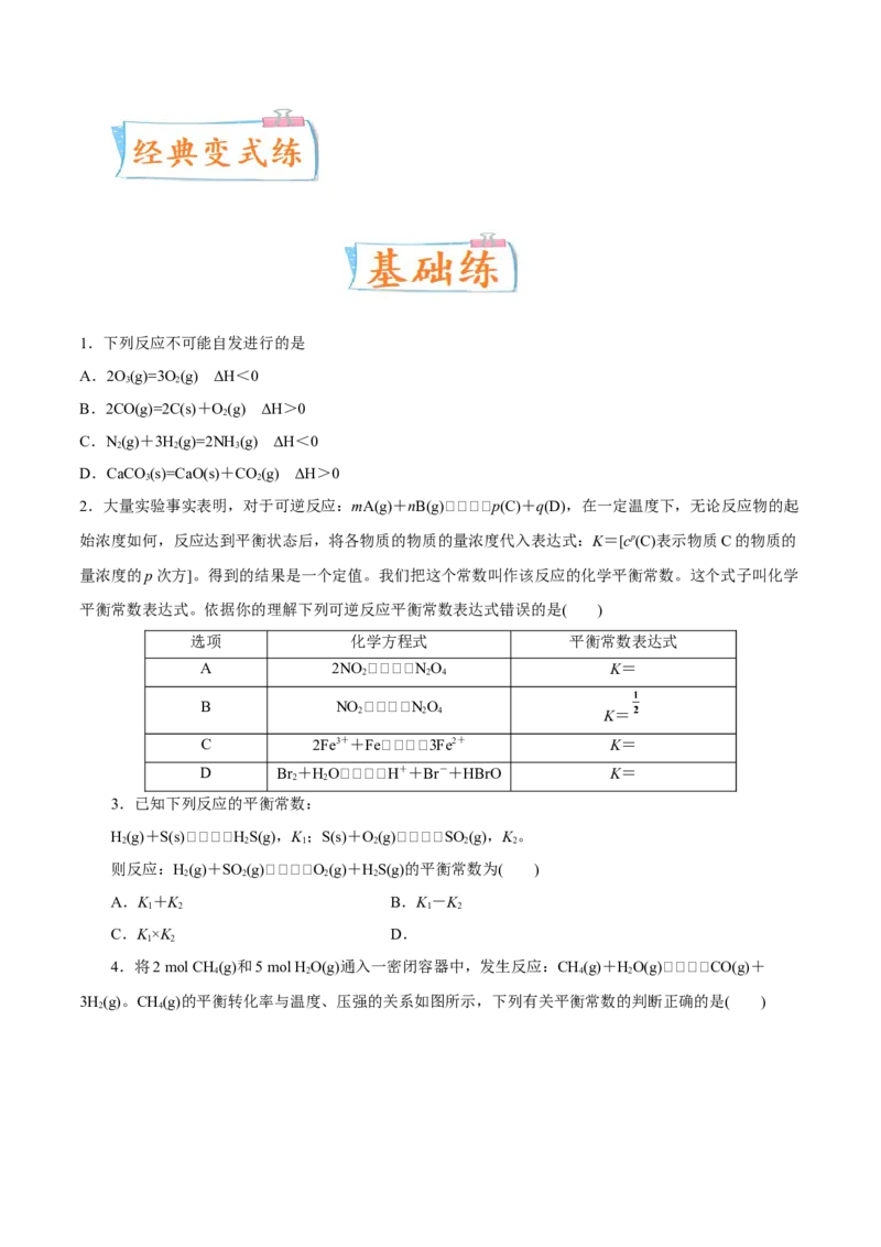 考向24化学平衡常数化学反应方向与调控-备战2023年高考化学一轮复习考点微专题（新高考地区专用）_05高考化学_新高考复习资料_2023年新高考资料_一轮复习