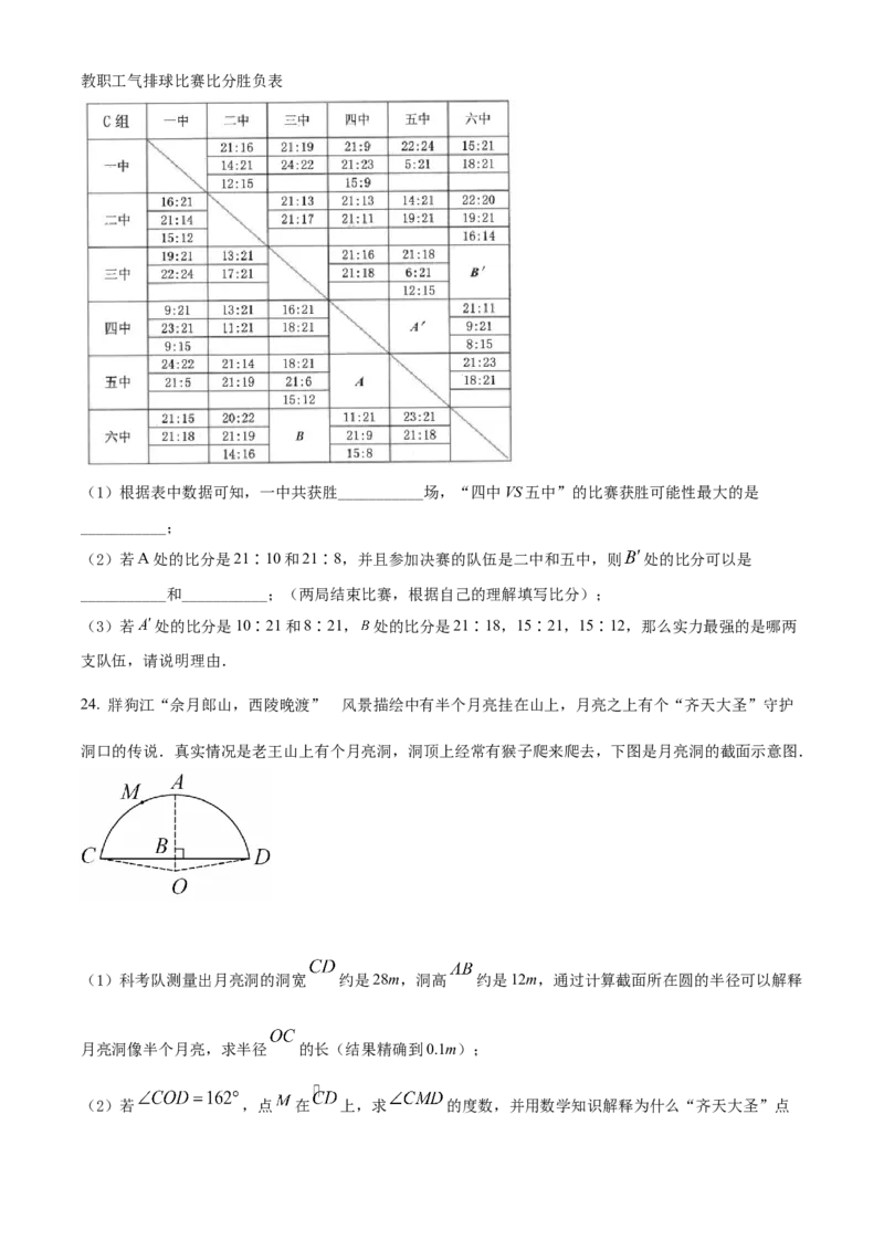 精品解析：2022年贵州省六盘水市中考数学试题卷（原卷版）_初中数学_九年级数学下册（人教版）_全国各地数学中考真题_2022年全国中考数学真题145份
