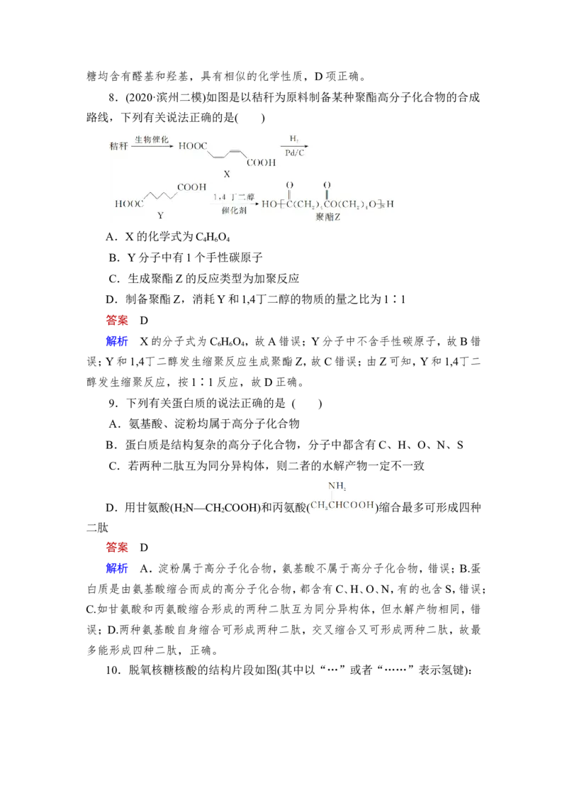 第4讲　生物大分子　合成高分子_05高考化学_新高考复习资料_2023年新高考资料_一轮复习_2023年新高考大一轮复习讲义_2023年高考化学一轮复习讲义（新高考）_赠补充习题