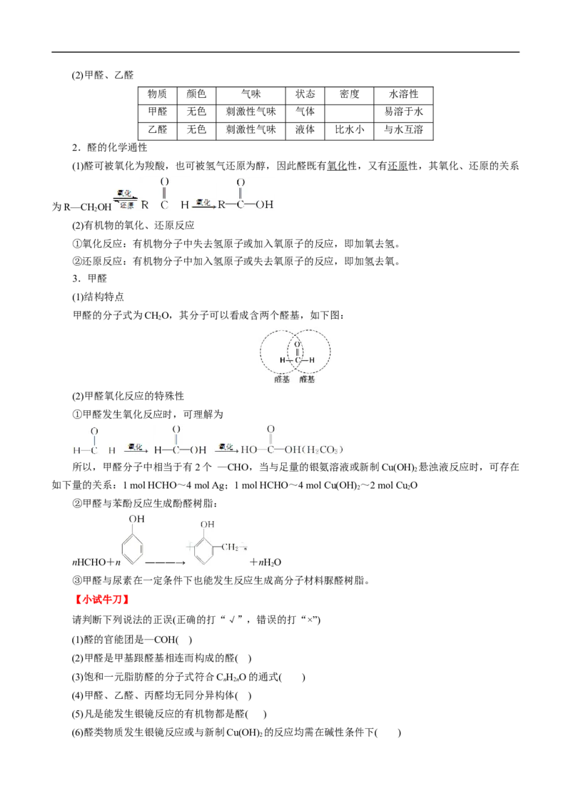 考点37醛酮（解析版）_05高考化学_通用版（老高考）复习资料_2023年复习资料_一轮复习_备战2023年高考化学一轮复习考点帮（全国通用）