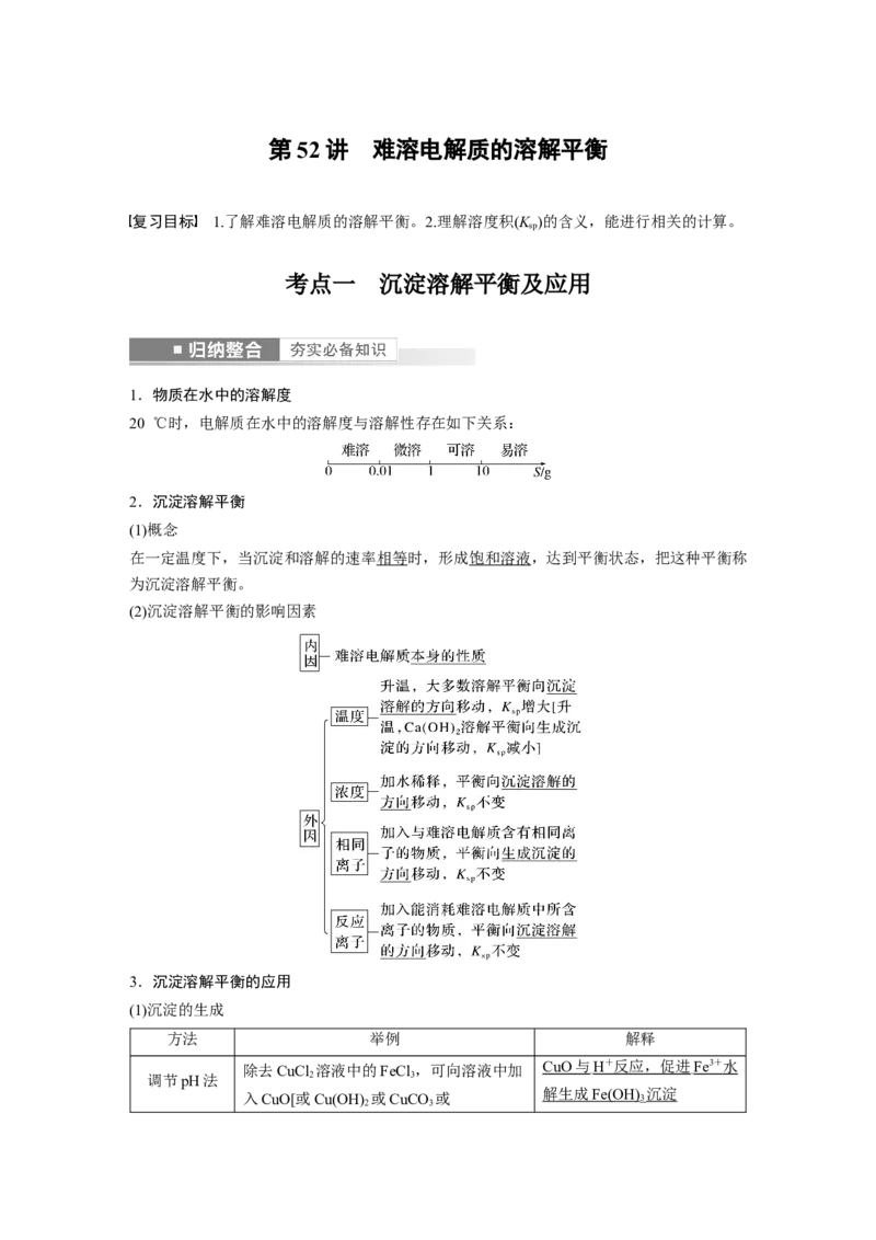 第8章第52讲　难溶电解质的溶解平衡---2023年高考化学一轮复习（新高考）_05高考化学_新高考复习资料_2023年新高考资料_一轮复习_2023年新高考大一轮复习讲义