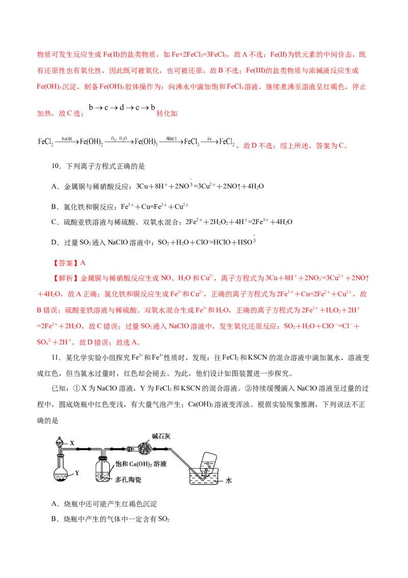 第7讲铁及其化合物（练）解析版_05高考化学_新高考复习资料_2022年新高考资料_2022年高考化学一轮复习讲练测（新教材新高考）