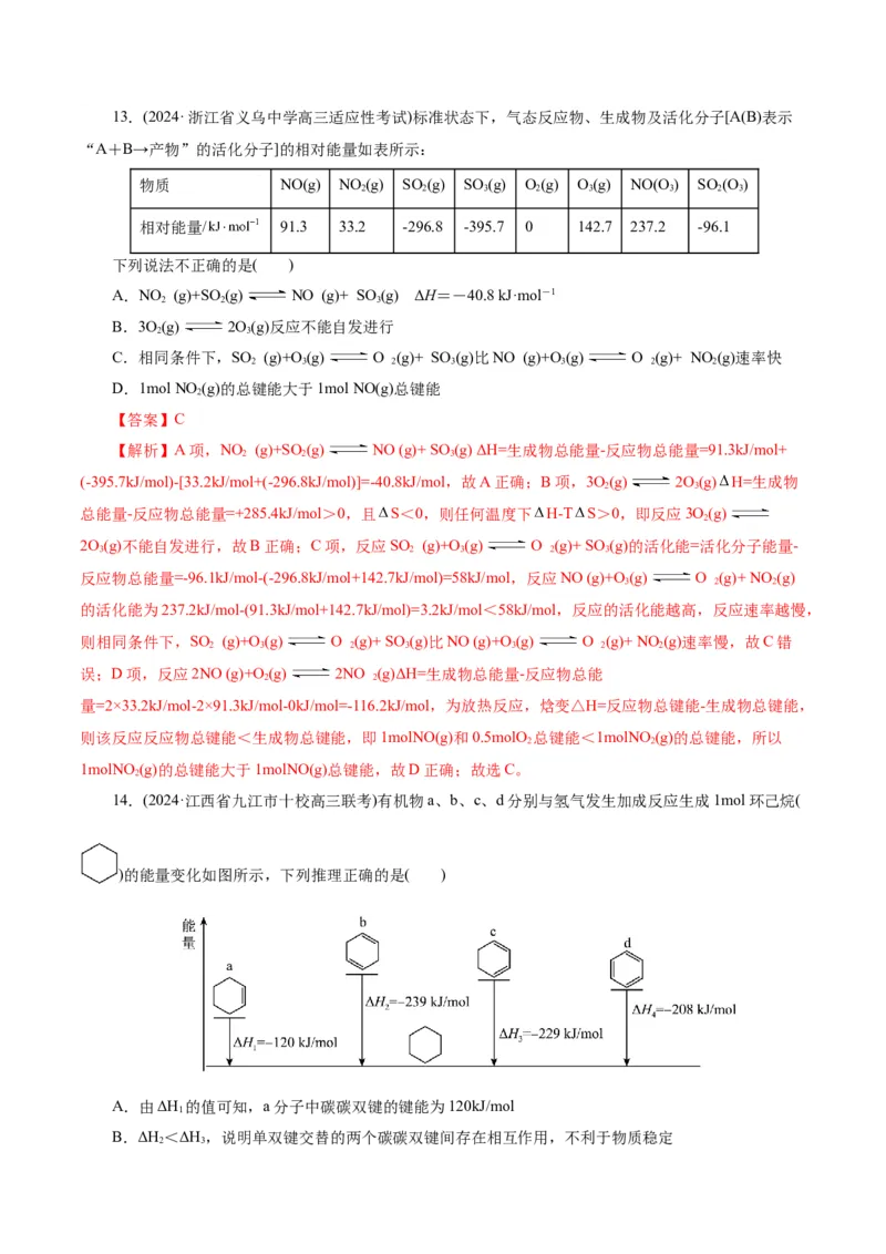 第01讲化学反应的热效应(练习)(解析版)_05高考化学_2025年新高考资料_一轮复习_2025年高考化学一轮复习讲练测（新教材新高考）_第六章化学反应与能量