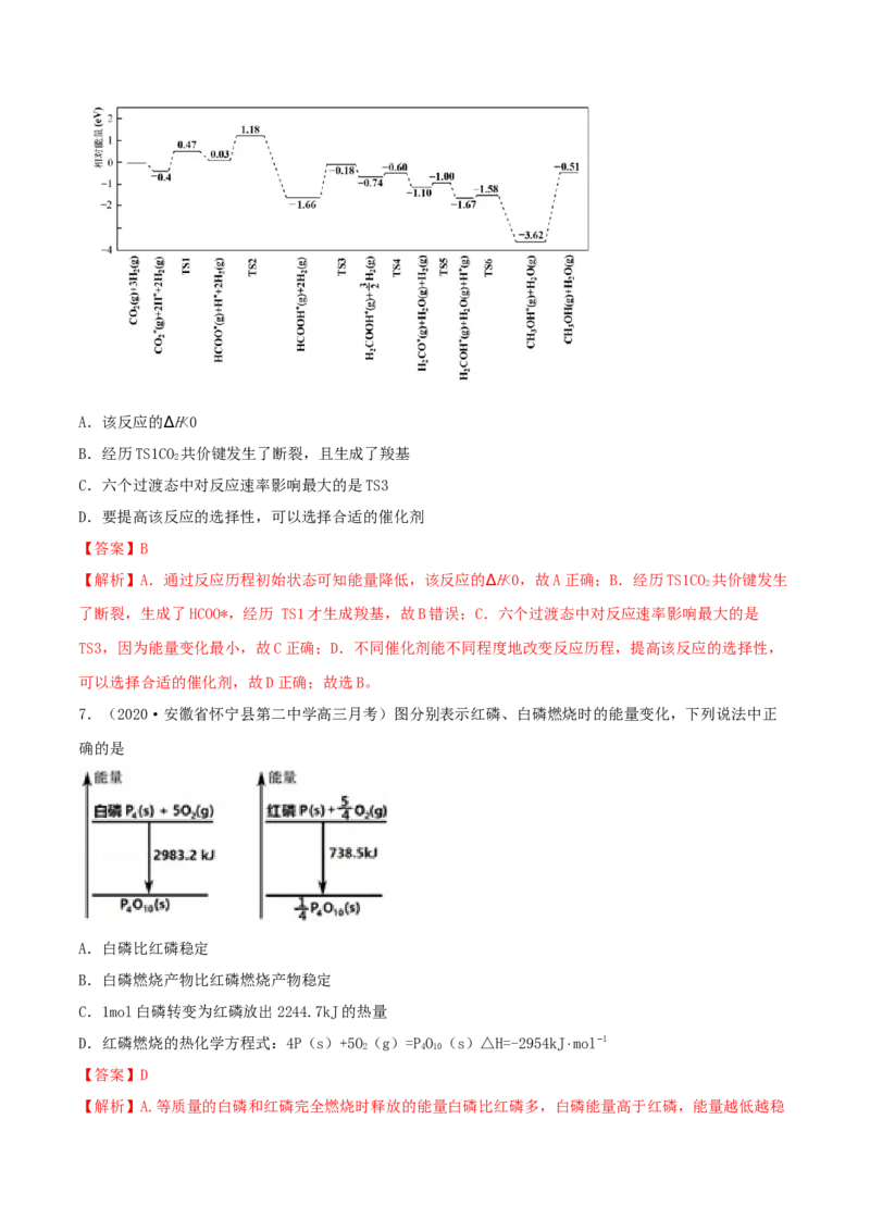 第17讲化学能与热能（精练）-2022年一轮复习讲练测（解析版）_05高考化学_新高考复习资料_2022年新高考资料_2022年高考化学一轮复习讲练测