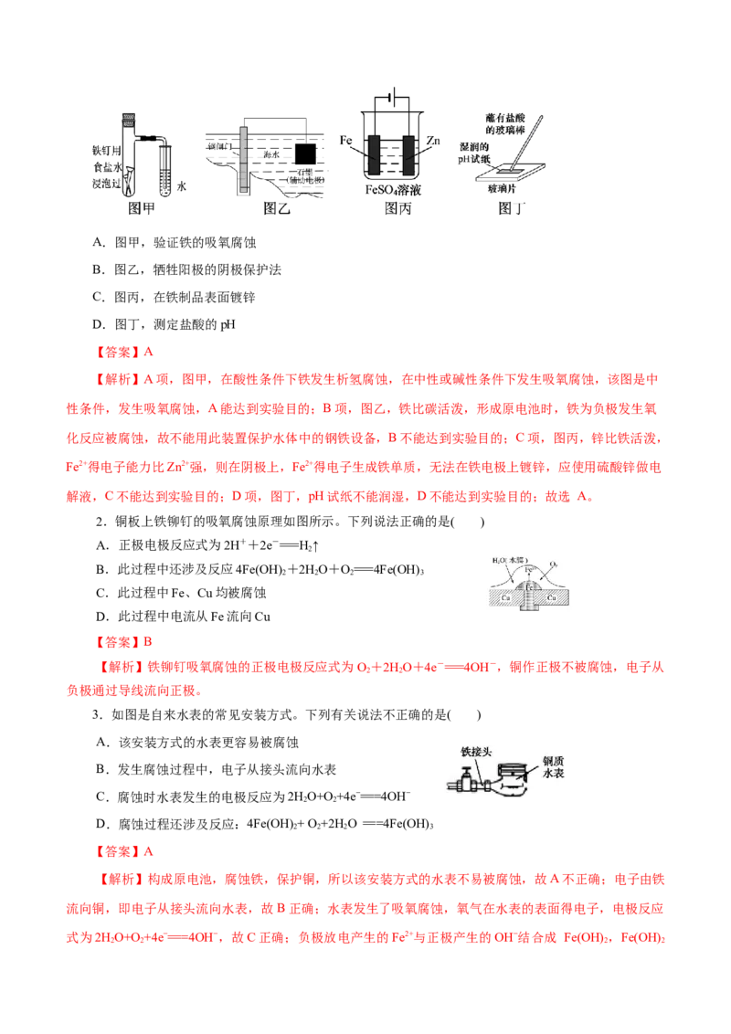 第36练金属的腐蚀与防护-2023年高考化学一轮复习小题多维练（解析版）_05高考化学_新高考复习资料_2023年新高考资料_一轮复习_2023年新高考化学一轮复习小题多维练